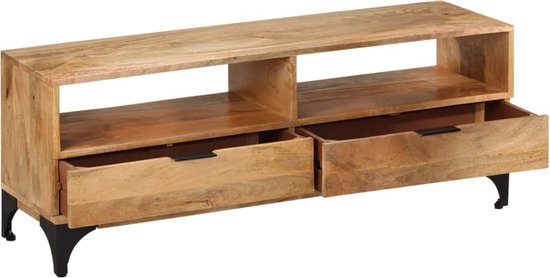 The Living Store TV-meubel Houten - Televisiemeubel - 120 x 35 x 45 cm - Mangohout - Handgemaakt