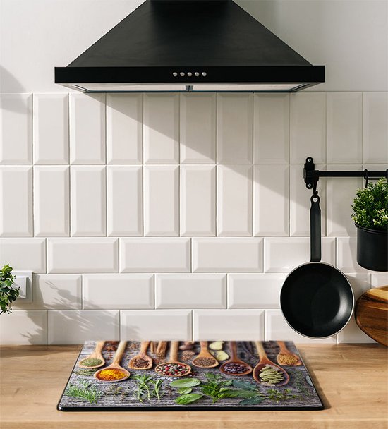 Inductiebeschermer - Kruiden en Specerijen - 60x55 cm - Inductiebeschermer - Inductie Afdekplaat Kookplaat - Inductie Mat - Anti-Slip - Keuken Decoratie - Keuken Accessoires