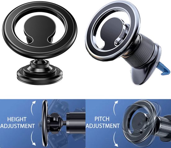 YOSH Mag-Safe Auto Houder, Telefoonhouder Auto met N52 Magneet, Ultra-Stabiele Ventilatie KFZ Telefoonhouder, Magnetische Telefoonhouders voor Auto Alleen voor iPhone 16-12 Serie, Metaalgrijs