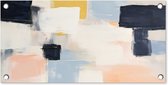 Tuinposter 60x30 cm - Tuindecoratie Kunst - Wit - Abstract - Modern - Poster voor in de tuin - Buiten decoratie - Schutting tuinschilderij - Tuindoek muurdecoratie - Wanddecoratie balkondoek