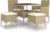 vidaXL - 5-delige - Loungeset - poly - rattan - beige