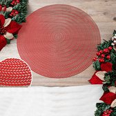 Placemat Franse Tafelkleden® anti-vlek vinyl rond rood druppel