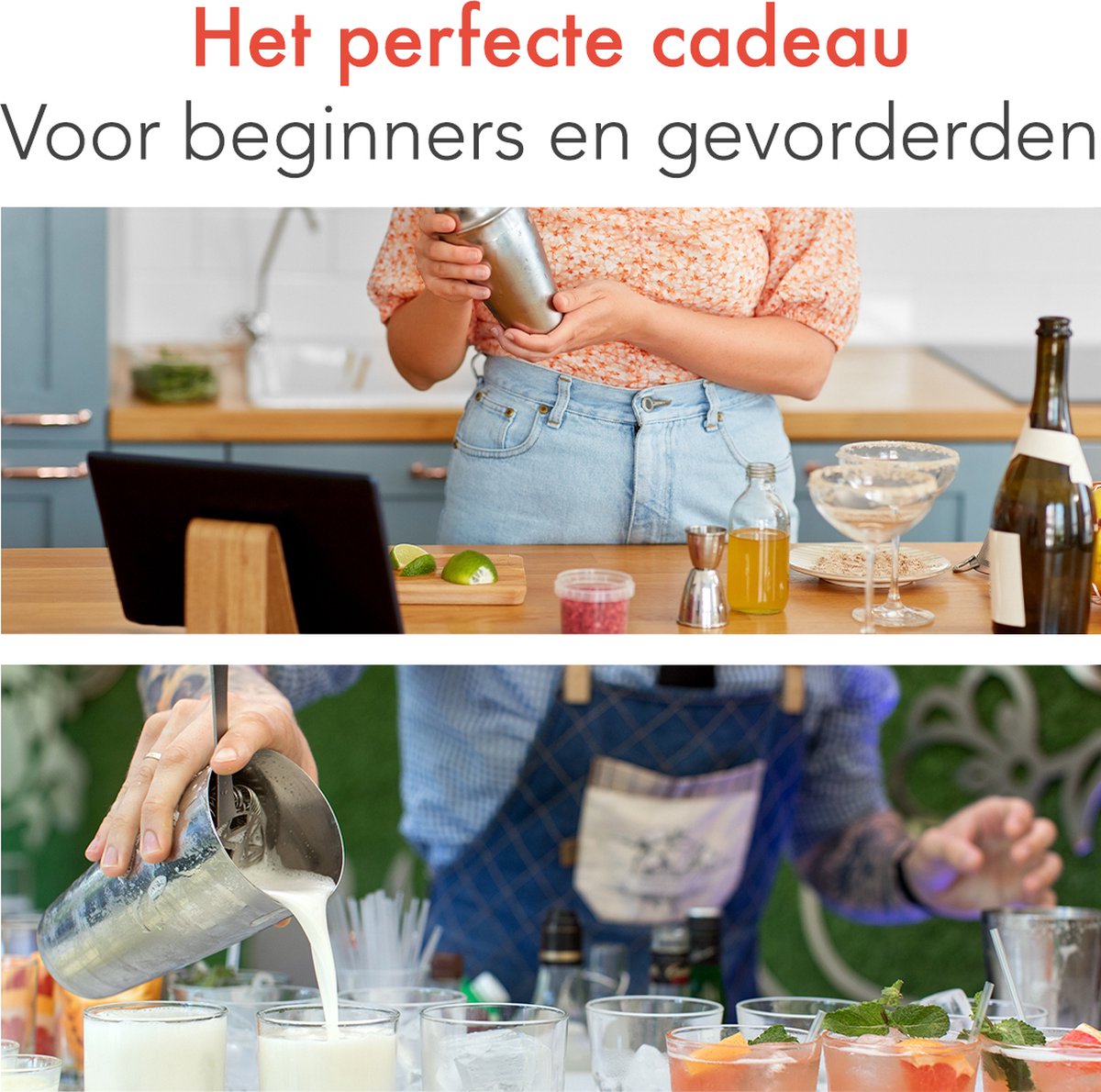 KitchenBrothers Cocktail Set - 11 delig - Inclusief Cocktail Shaker (750ml) - Compleet voor Cocktailbar - Zwart/Bamboe - Cocktailset - BPA-Vrij - Met Receptenboekje - Cadeauverpakking — cadeau in Kookcadeaus - foto 8