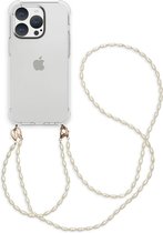 iMoshion Hoesje Geschikt voor iPhone 15 Pro Hoesje Met Koord - iMoshion Backcover met koord + armband - Parels - transparant