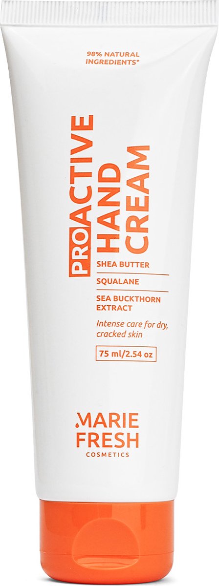 Marie Fresh Cosmetics Proactive hand cream - Handcreme droge handen - Hydraterend creme - Sheya Boter - Vitamine E en C - Natuurlijke crème - 100 ml
