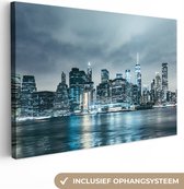 Canvas Schilderij New York - Skyline - Winter - 180x120 cm - Wanddecoratie XXL