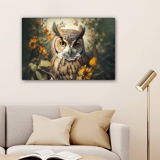 Tableau toile Enfants Carré - Chouette coloré - Des prix 50% moins cher