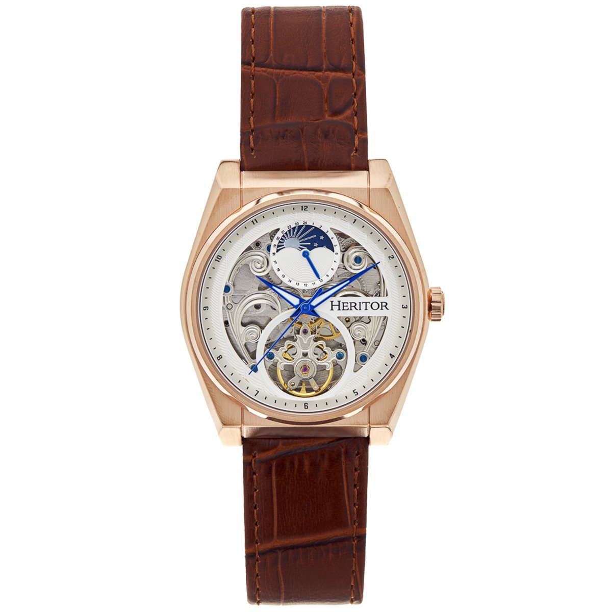 Heritor Automatic Daxton Skeleton Horloge - Bruin-Roségoud