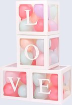 Ballon box pakket Love met 24 pastelkleurige ballonnen - love - liefde - ballonbox - ballonkubus - ballon