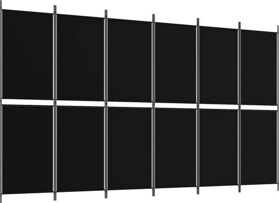 vidaXL - Kamerscherm - met - 6 - panelen - 300x180 - cm - stof - zwart