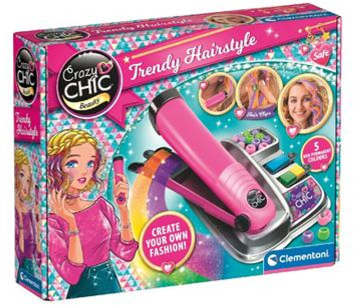 Clementoni - Crazy Chic - Trendy Hairstyle - Kapsalon set met haarverf, tang en accessoires - Vanaf 6 jaar — afbeelding 10