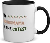 Akyol - my bonusmama is the cutest koffiemok - theemok - zwart - Mama - schattige bonusmoeder - moeder cadeautjes - moederdag - verjaardagscadeau - verjaardag - cadeau - geschenk - kado - gift - moeder artikelen - 350 ML inhoud