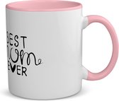 Akyol - best mom ever koffiemok - theemok - roze - Mama - moeder - moederdag - cadeau - verjaardag - beste ooit - 350 ML inhoud