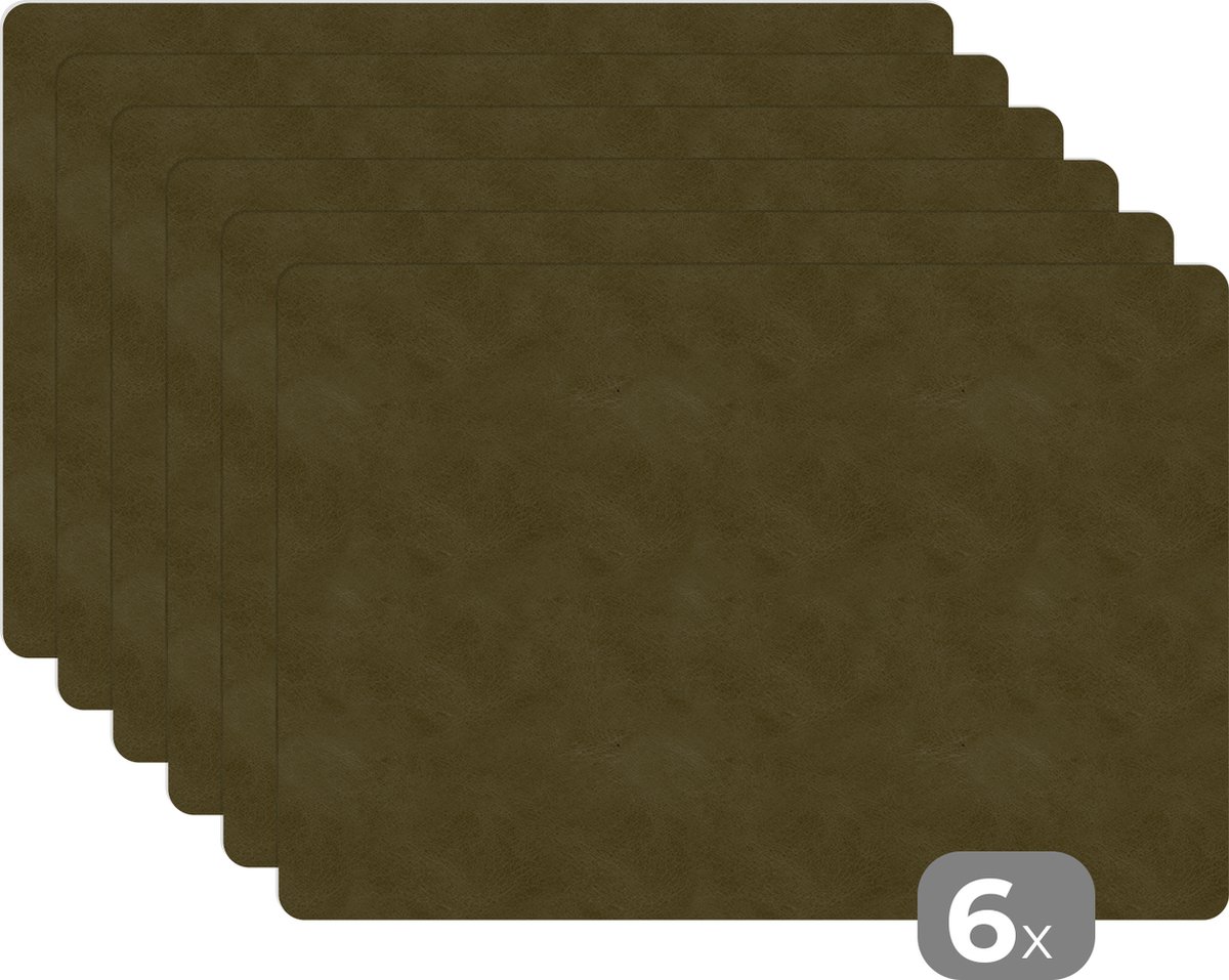 Placemats - Leer - Groen - Placemat - 45x30 cm - 6 stuks - Tafelonderzetter