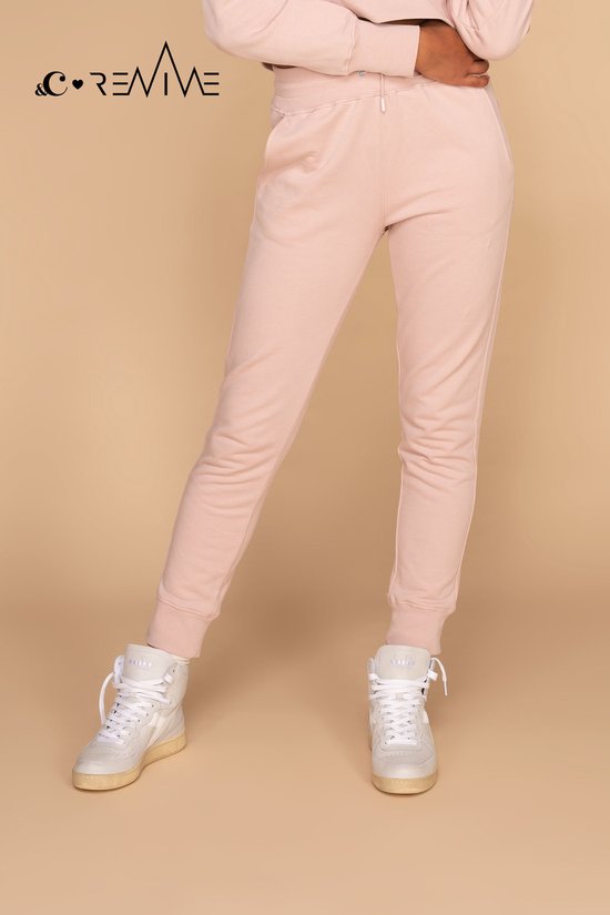 Long length Jogging Pants &C x REVIVE Blush Pink, maat XS, lang model, met koord, van biologisch katoen, EU gemaakt