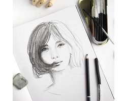 Houtskool Tekenen - Houtskool Potloden Set - Houtskoolpotloden 10 stuks in verschillende maten - Schetspotloden perfect voor indrukwekkende Tekeningen - Met Aluminium Etui