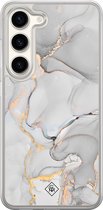 Casimoda® hoesje - Geschikt voor Samsung Galaxy S23 - Marmer Grijs - 2-in-1 case - Schokbestendig - Marble design - Verhoogde randen - Grijs, Transparant