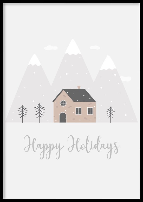Poster Happy Holidays - Kerst poster - 30x40 cm - Exclusief lijst - WALLLL