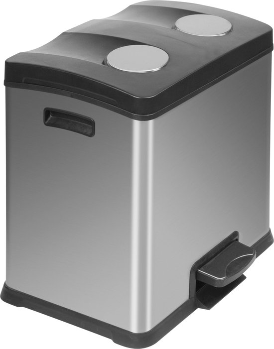 EKO - Rejoice recycling pedaalemmer 12+12 liter - Stainless steel Plastic - mat RVS - Prullenbak