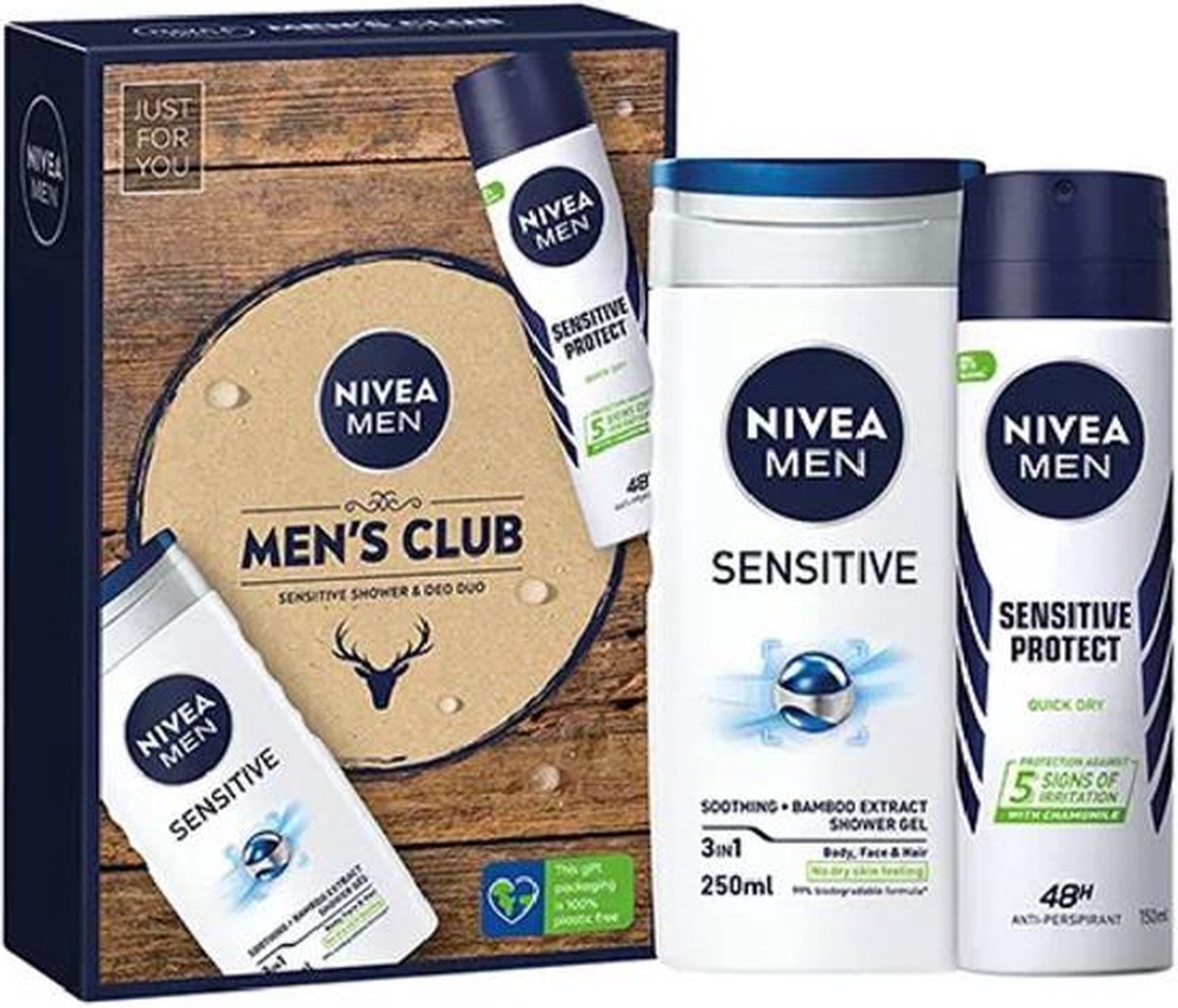 Goedkoopste NIVEA Geschenkset Sensitive - MENS CLUBS DUO - Douchegel Deodorant