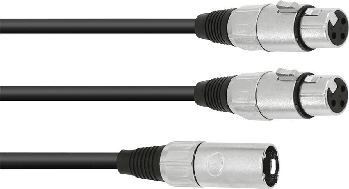 Omnitronic 30225207 XLR Adapterkabel [1x XLR-stekker 3-polig - 2x XLR-bus 3-polig] 0.50 m Zwart
