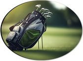 Dibond Ovaal - Golf - Tas - Clubs - Gras - Sport - 28x21 cm Foto op Ovaal (Met Ophangsysteem)