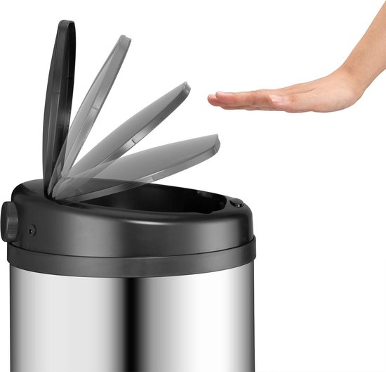 Prullenbak Automatique / Poubelle / Poubelle à Capteur - 30 Litres - Argent - Ronde