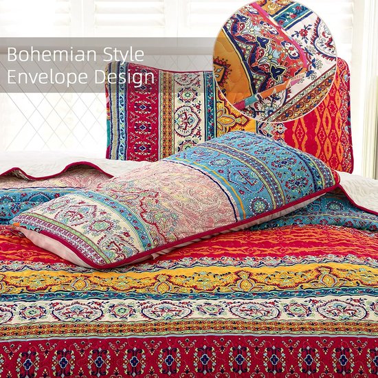 BOHORIA® eersteklas sprei Bali, bedsprei, bed-deken, woondeken, omkeerbare deken, knuffeldeken, bankdeken met patroon, extra groot 220 x 240 cm, motief: olifant licht rood-bruin (Elephant Sepia