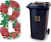 Huisnummer kliko sticker - Nummer 8 - Rozen - container sticker - afvalbak nummer - vuilnisbak - brievenbus - CoverArt