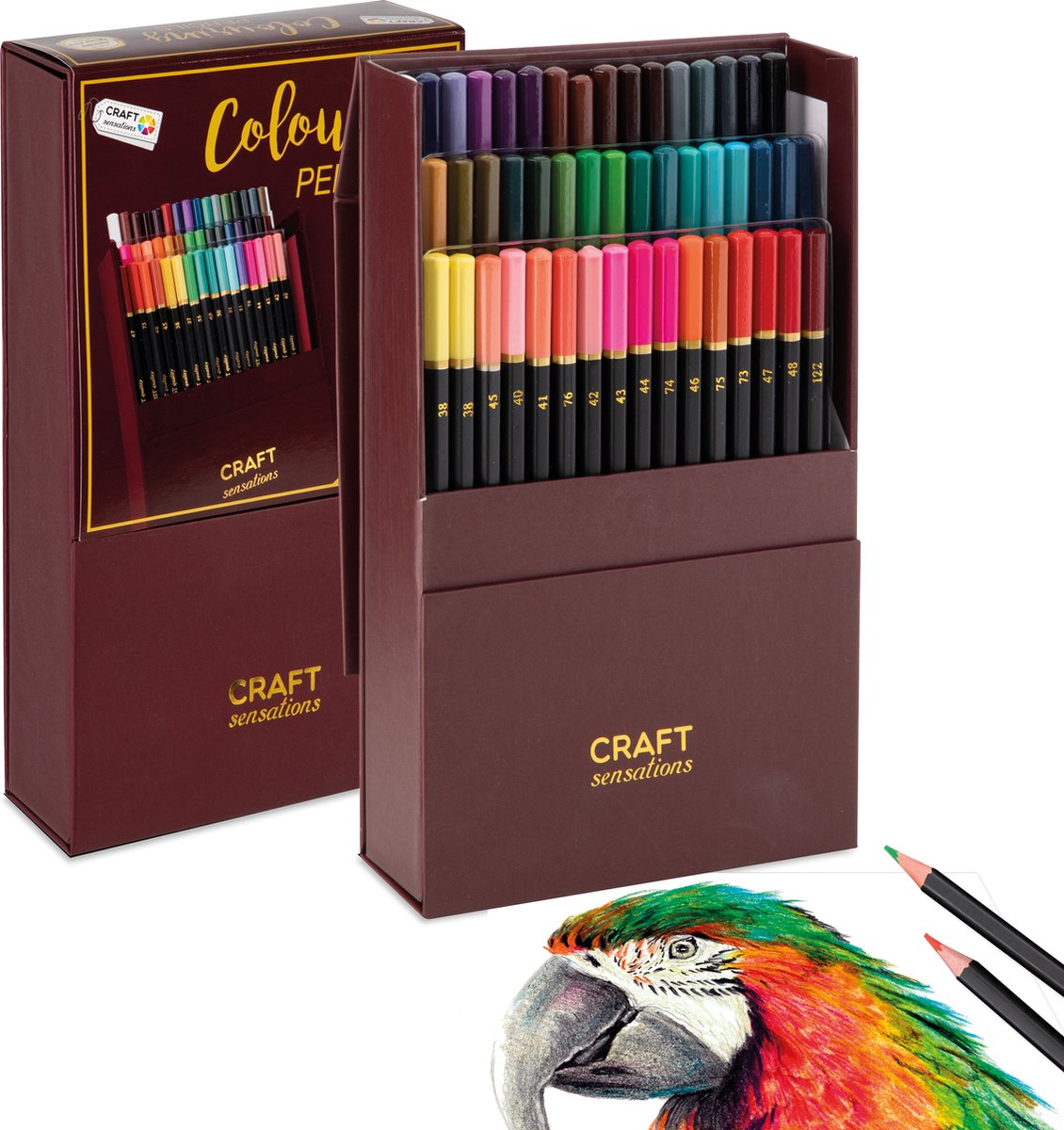 Crayons de couleur professionnels dans une boîte de rangement de luxe - 48  pièces