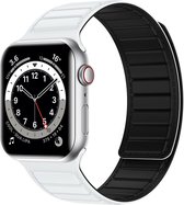 Siliconen bandje - geschikt voor Apple Watch Series 1/2/3/4/5/6/7/8/9/SE/SE 2 met case size 38 mm / 40 mm / 41 mm - wit/zwart