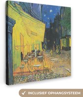 Canvas van Gogh - Caféterras bij nacht - Vincent - Kunst - 90x90 cm - Muurdecoratie