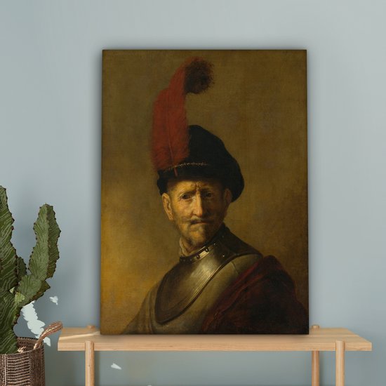 Portrait d'homme - Peinture de Rembrandt van Rijn Toile 60x80 cm - Tirage photo sur toile (Décoration murale salon / chambre)