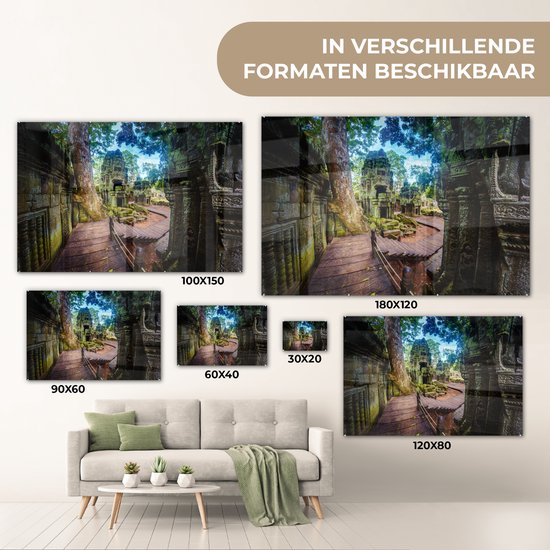 Temple de Ta Prohm en plexiglas d'Angkor Wat 90x60 cm - Tirage photo sur Glas (décoration murale en plexiglas)