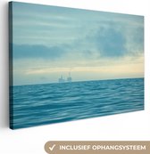 Canvas Schilderij Noordzee - Mist - Water - 30x20 cm - Wanddecoratie