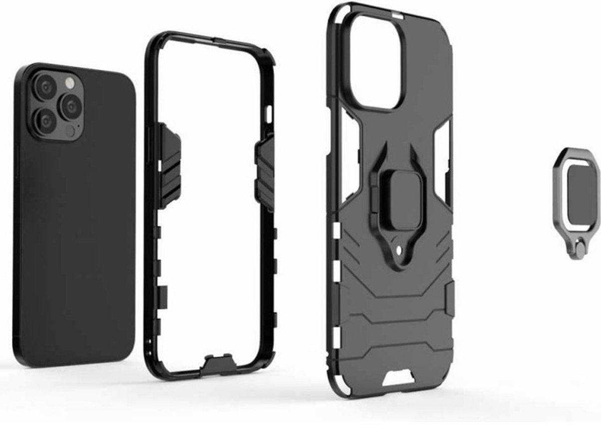 Hybride Ring Case Hoesje geschikt voor iPhone 14 Pro Max - zwart