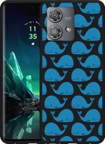 Cazy Hoesje Zwart geschikt voor Motorola Edge 40 Neo Whales