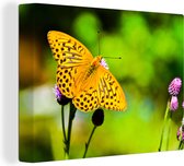 Canvas - Vlinders - Geel - Bloem - Dieren - Muurdecoratie - Schilderijen op canvas - Canvas doek - 160x120 cm