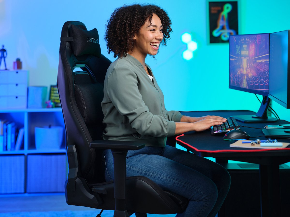 Trust Chaise Gaming Ergonomique Et Réglable Resto - Bleue - PC