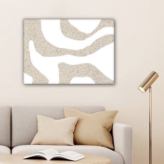 Tableau sur toile 80x60 cm - Décoration murale abstraite - Terrazzo - Design - Beige - Décoration murale salon - Décoration chambre - Accessoires de décoration - Peintures sur toile