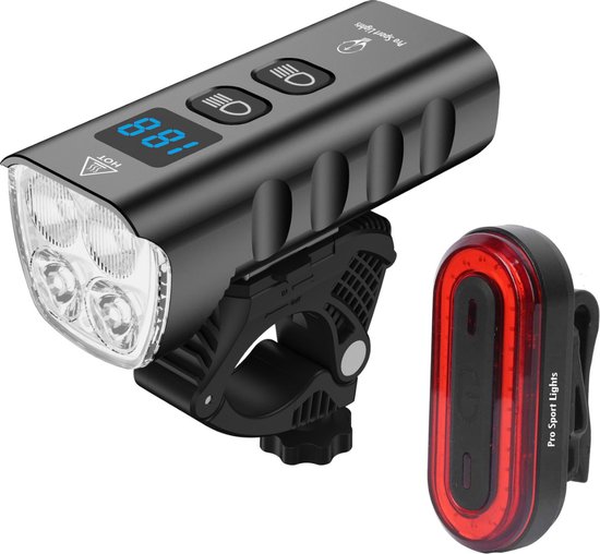 Fietsverlichtingsset Pro Sport Lights - 1800 en 100 Lumen - Performance - koplamp en achterlicht Fiets MTB/Racefiets