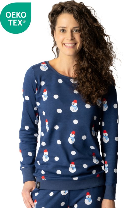 Happy Pyjama's | Sneeuwpoppen en dots | Dames pyjama volwassenen | Maat 'L' (S-XXL)