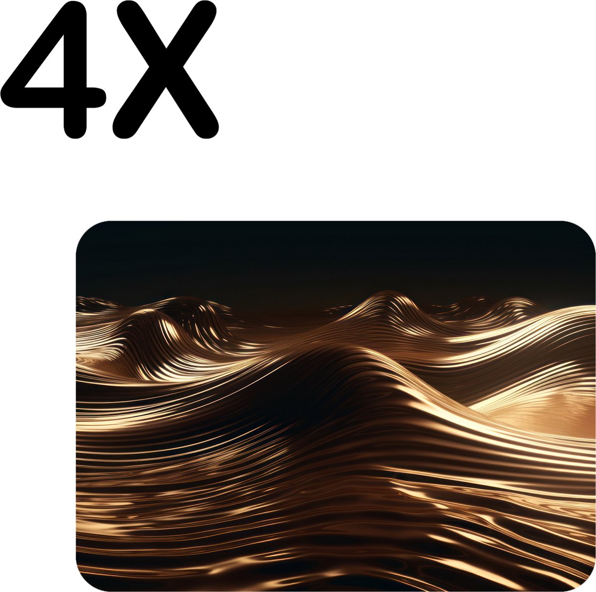 BWK Flexibele Placemat - Gouden Golven - Set van 4 Placemats - 40x30 cm - PVC Doek - Afneembaar
