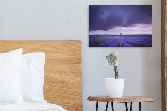 Nuages sur les champs de lavande Toile 30x20 cm - petit - Tirage photo sur toile (Décoration murale salon / chambre)