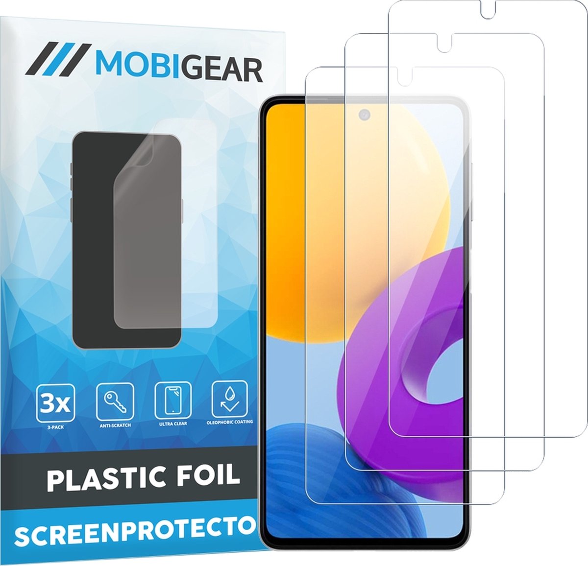 Mobigear Screenprotector geschikt voor Samsung Galaxy M52 | Mobigear Screenprotector Folie - Case Friendly (3-Pack)