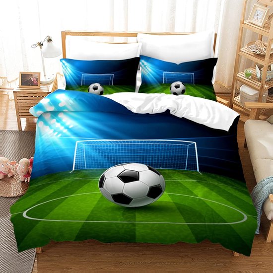 Eenpersoons Voetbal Beddengoed - Sport - Dekbed - Jongens Meisjes - Voetbal - Dekbedovertrek - Met Ritssluiting - Zacht - Microvezel - 140x200cm van Arliemax — afbeelding 2