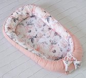 Baby Cocoon Bumper Reiswieg 100% katoen Anti-allergisch - babynestje \ Warm nest baby 55 x 90 cm (Pink Flowers)