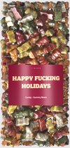 Kerstcadeau voor Vrouwen en Mannen - Grappig Snoep Pakket - Happy Fucking Holidays - met Tekst - Kerst Geschenkset voor hem en haar, moeder, vader, opa, oma, mama, papa, zus, vriendin