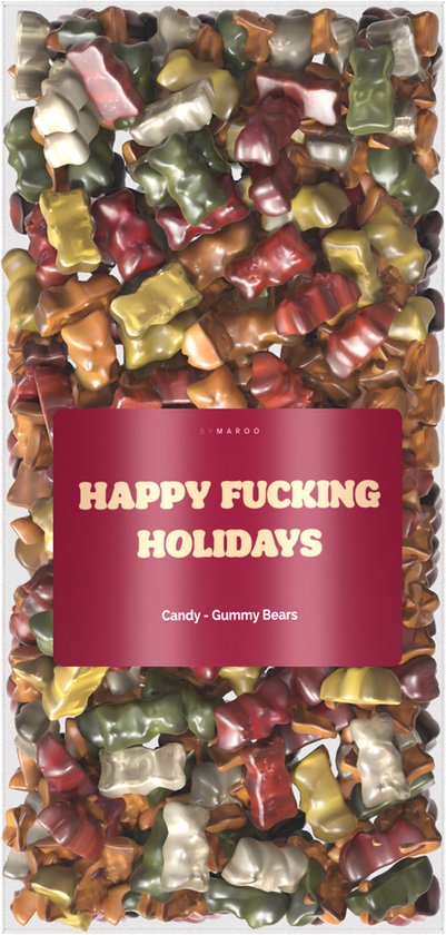 Foto: Kerstcadeau voor vrouwen en mannen grappig snoep pakket happy fucking holidays met tekst kerst geschenkset voor hem en haar moeder vader opa oma mama papa zus vriendin