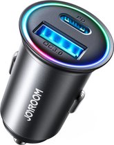 Joyroom Mini Chargeur de Voiture Chargeur Rapide USB-C & USB-A 60W avec Indicateur LED Zwart